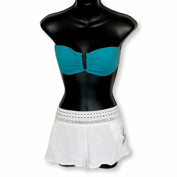 VS Teal Bandeau Top & White Gauze Cover-up Shorts Bundle - Picture 8 of 8